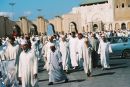 Morrocans coming from the Mosque, Casablanca, Morroco